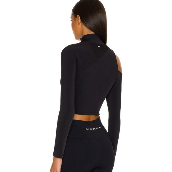 KORAL Activewear Womens XS Outlaw Blackout Long Sleeve Mock Neck Crop Top EUC - Picture 4 of 16